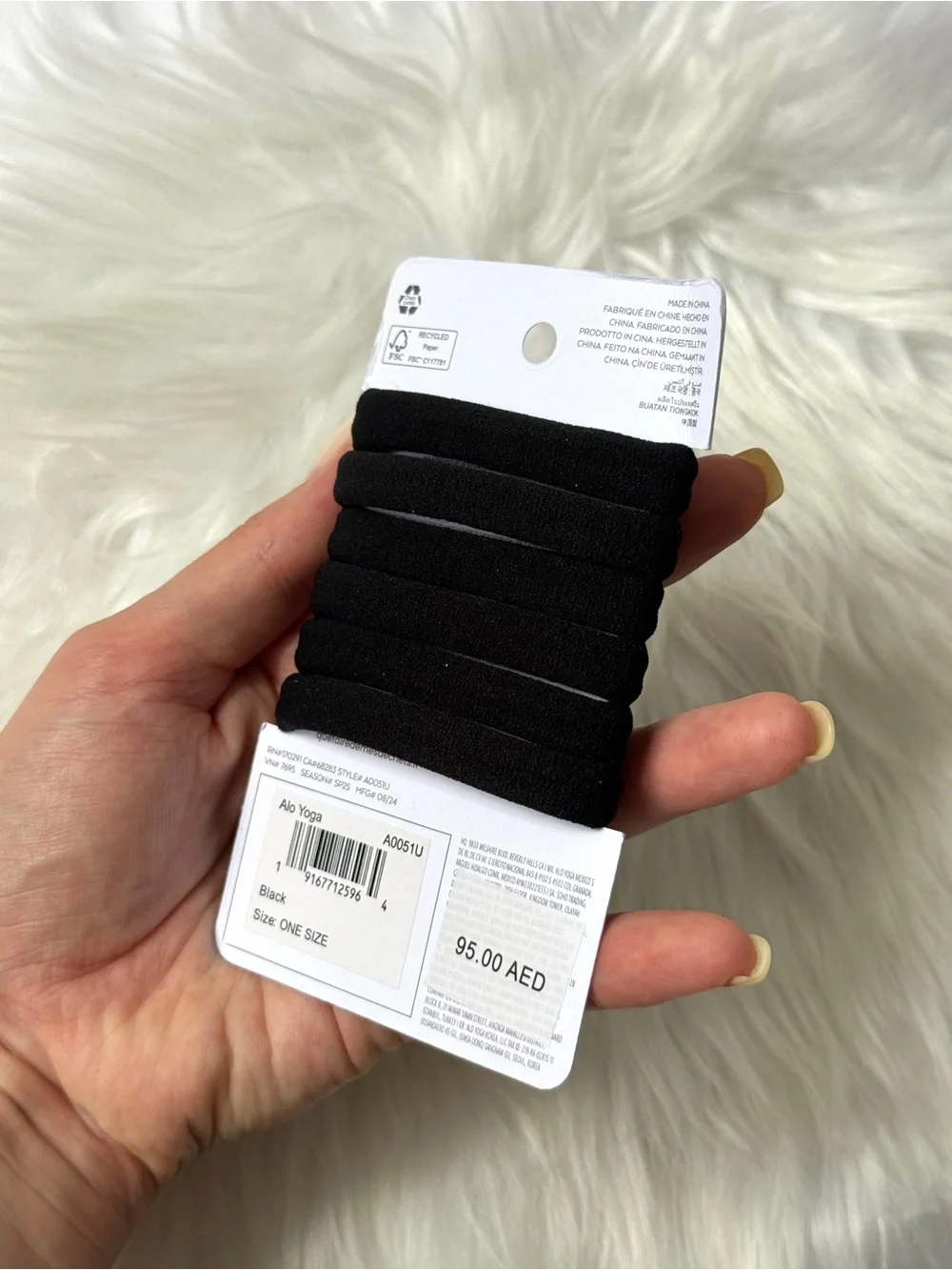 Alo Yoga Black Untangled Hair Tie Set (6-Pack) New